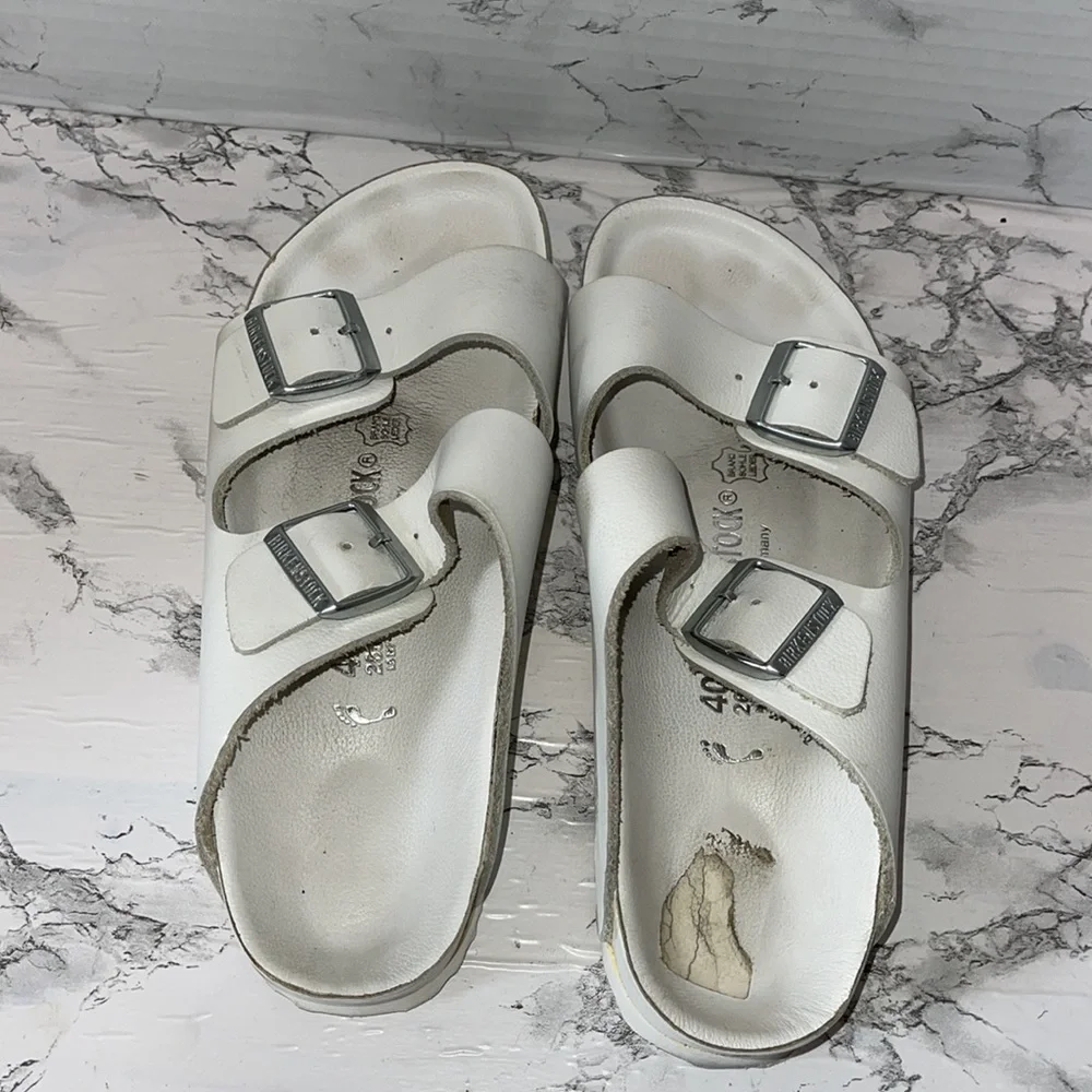 BIRKENSTOCK MONTEREY EXQUISITE WHITE ON WHITE LEATHER SIZE 40 9.5/10 US SIZE - Picture 2 of 9